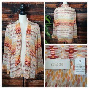 NWOT Chico's Cardigan Top Size 3 US XL Aztec Carinna Sheer Lightweight